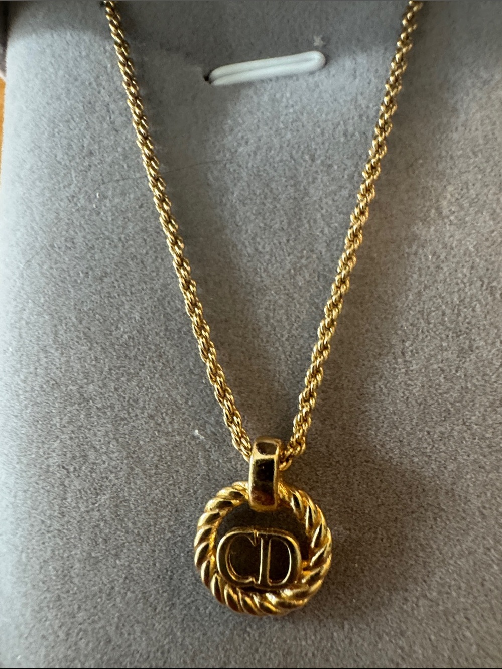 Vintage Christian Dior Gold Rope Pendant Necklace - Women's Jewelry